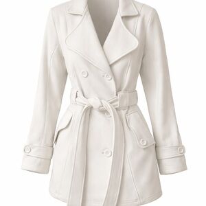 Elegant White Women's Trench Coat
